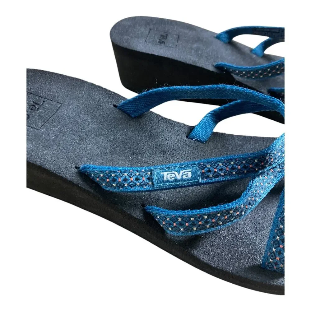 Teva Blue Mandalyn Wedge Sandals - Picture 3 of 5